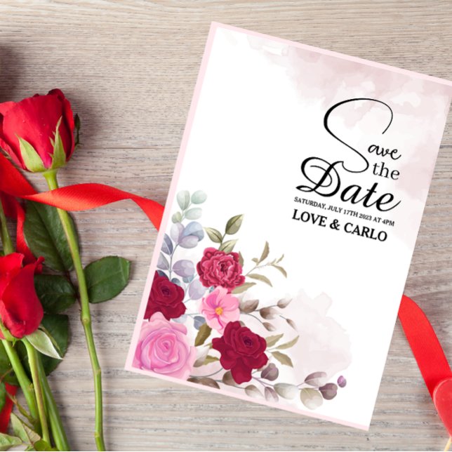 Invitación a la boda de flor floral rosa personali (Subido por el creador)