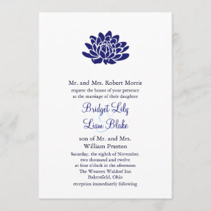 Invitación a la boda de flor Sapphire Blue Lotus