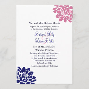 Invitación a la boda de flor Sapphire Blue Lotus 2