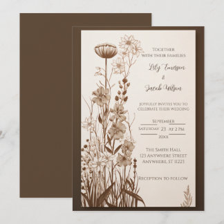Invitación a la boda de flor silvestre rusa en oto