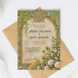 Invitación a la Boda de Flor Silvestre Verde Celta