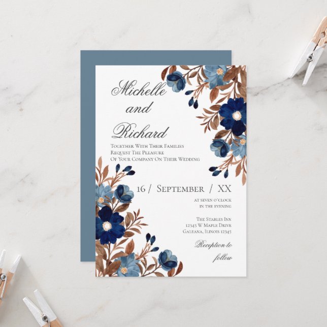 Invitación a la boda de Flora Azul (Anverso/Reverso In Situ)