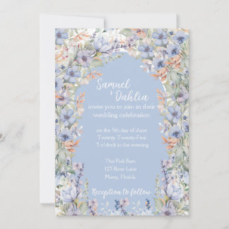 Invitación a la boda de Flora Silvestre Azul con d