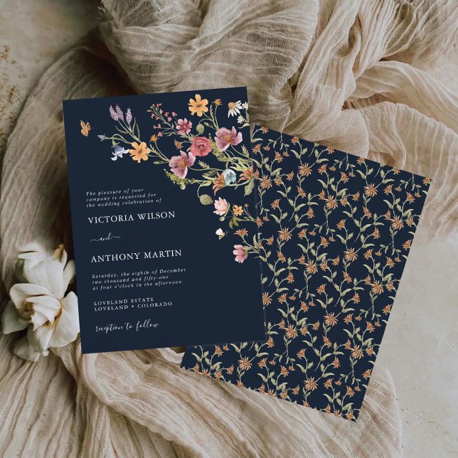 Invitación a la boda de Flora Silvestre Azul de la (Subido por el creador)
