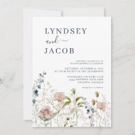 Invitación a la boda de Flora Silvestre Dusty Blue