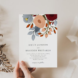 Invitación a la boda de Flora Silvestre Dusty Blue