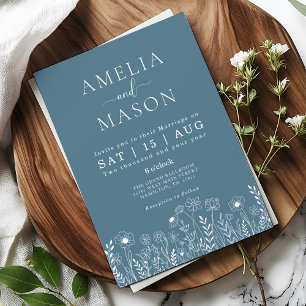 Invitación a la boda de Flora Silvestre Dusty Blue