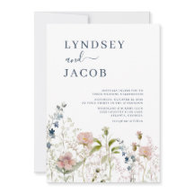 Invitación a la boda de Flora Silvestre Rosa Azul 