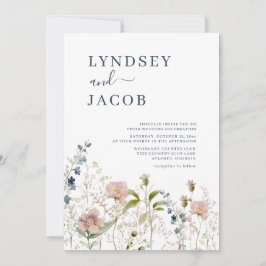 Invitación a la boda de Flora Silvestre Rosa Azul