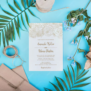 Invitación a la boda de Floral Gold Strokes
