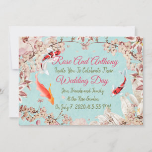 Invitación a la boda de Floral/Koi
