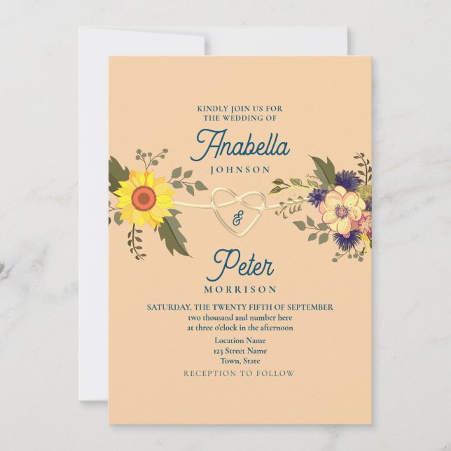 Invitación a la boda de Floral Peach Fuzz (Anverso)
