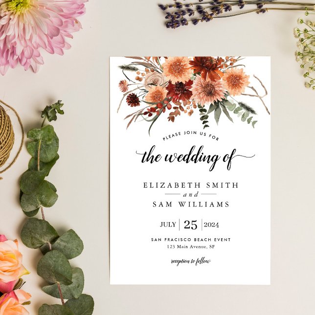 Invitación a la boda de Floral Terracotta Boho (Subido por el creador)