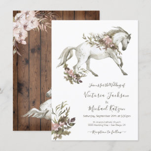 Invitación a la boda de Floral White Horse Ranch