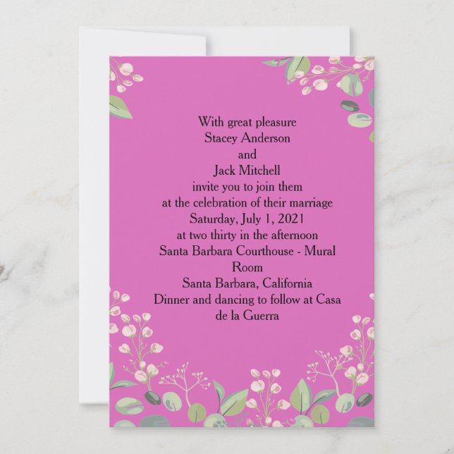 Invitación a la boda de flores (Anverso)