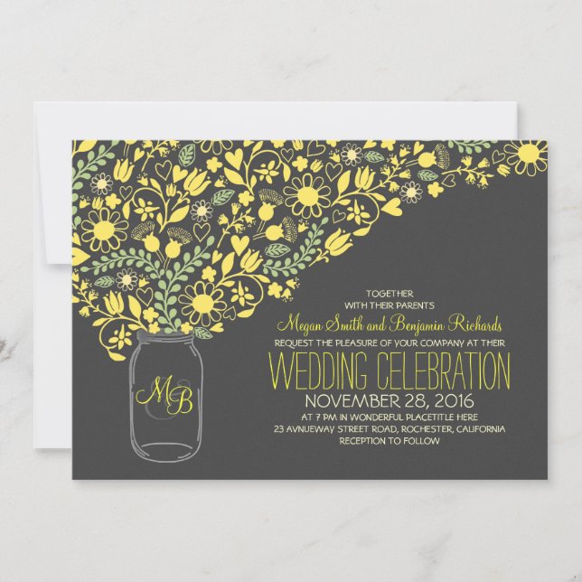 invitación a la boda de flores amarillas de carame (Anverso)