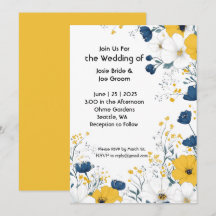 Invitación a la boda de flores blancas amarillas