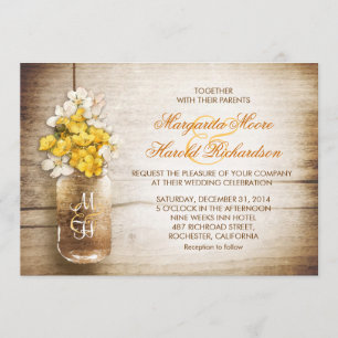 Invitación a la boda de flores blancas amarillas