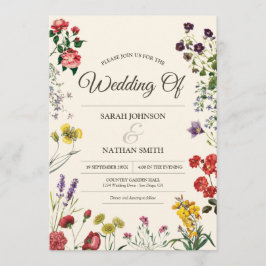 Invitación a la Boda de Flores Botánicas Vintage