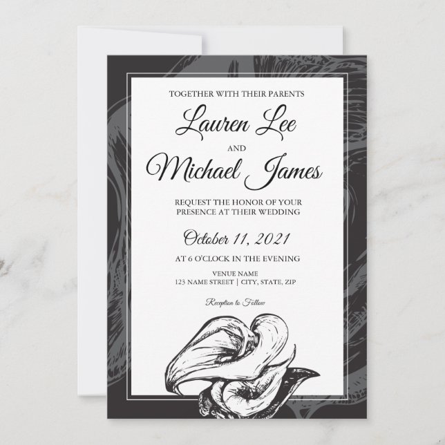 Invitación a la boda de Flores Calla Lilies (Anverso)