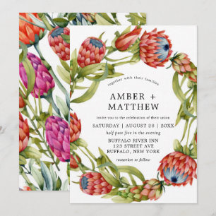 Invitación a la boda de flores color agua protésic