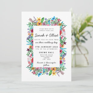 Invitación a la boda de flores coloridas