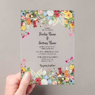 Invitación a la boda de flores coloridas en el jar