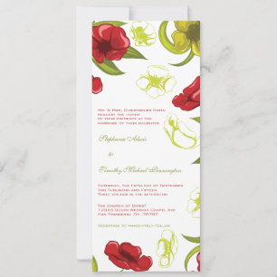 Invitación a la boda de flores de amapola rojas y 