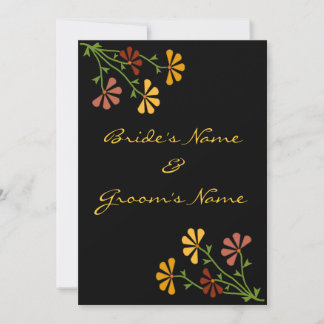 Invitación a la boda de flores de arte popular