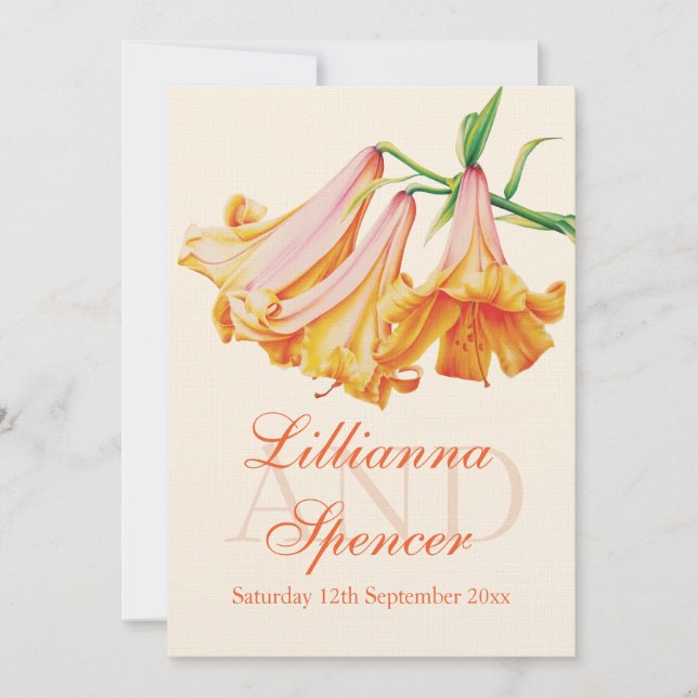 Invitación a la boda de flores de boda de Lily bel (Anverso)