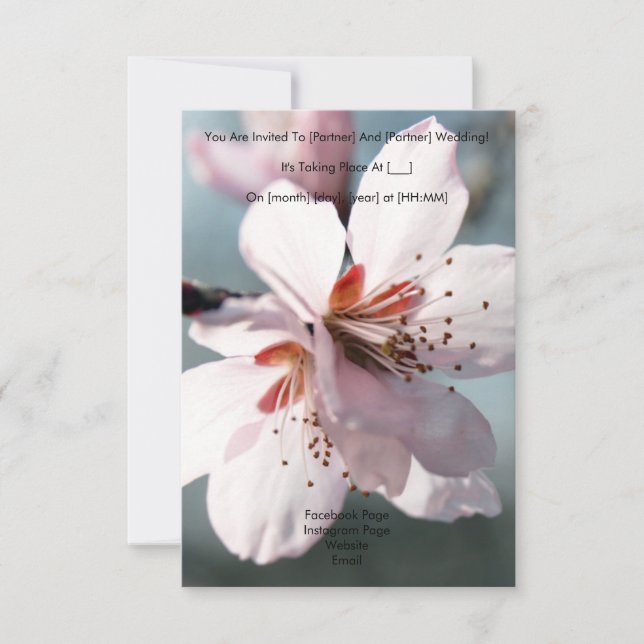 Invitación a la boda de flores de cerezo en flor (Anverso)
