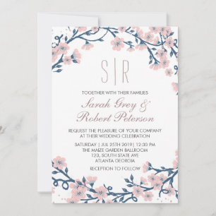 Invitación a la Boda de Flores de Cerezo Rosa
