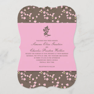 Invitación a la boda de flores de cerezo rosado y