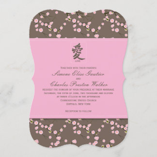 Invitación a la boda de flores de cerezo rosado y 