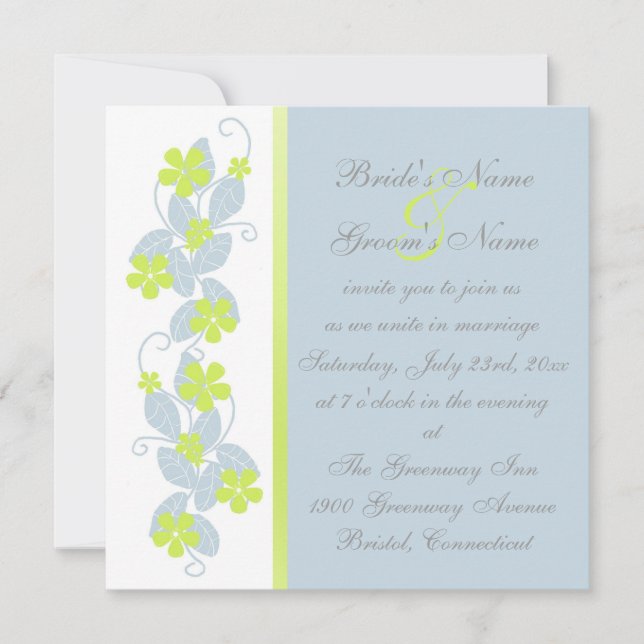 Invitación a la boda de flores de Chartreuse (Anverso)