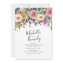 Invitación a la boda de flores de color acuarela c