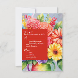 Invitación a la boda de flores de color arcoiris