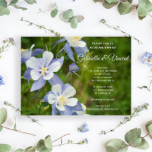 Invitación a la boda de Flores de Columbina Azul