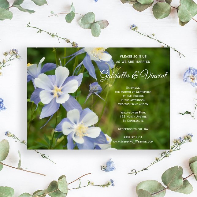 Invitación a la boda de Flores de Columbina Azul (Subido por el creador)