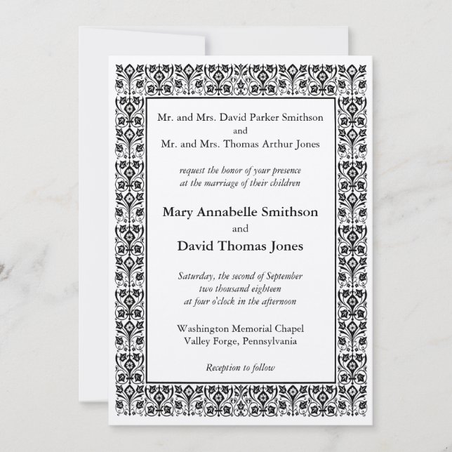 Invitación a la boda de flores de diamantes (Anverso)