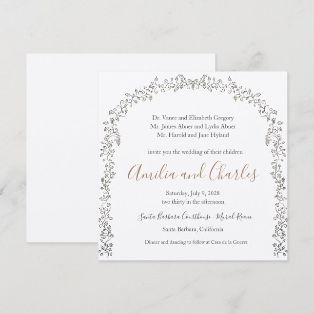 Invitación a la boda de flores de floración modern (Anverso / Reverso)