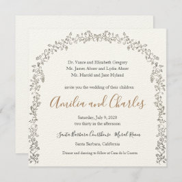 Invitación a la boda de flores de floración modern