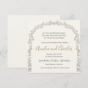 Invitación a la boda de flores de floración modern