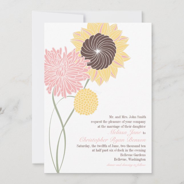 Invitación a la boda de flores de jardín (Anverso)