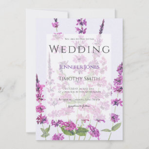 invitación a la boda de flores de la salvia púrpur