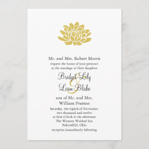 Invitación a la boda de flores de Lotus (amarillo)