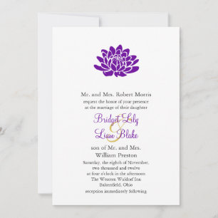 Invitación a la boda de flores de Lotus (morado)