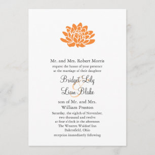 Invitación a la boda de flores de Lotus (naranja)