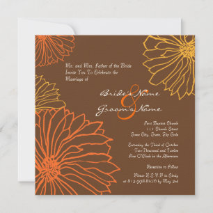 Invitación a la boda de flores de Mamá naranja y m