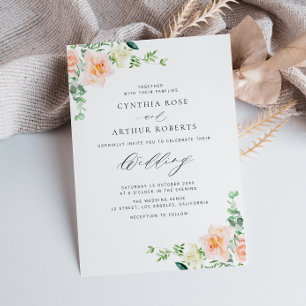 invitación a la boda de flores de melocotón de col